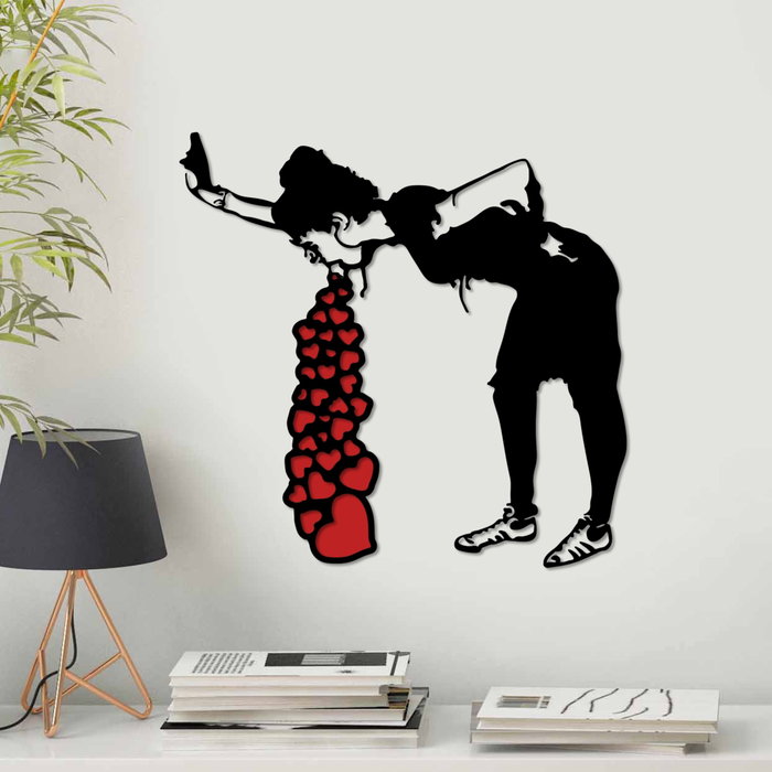 Wallity Banksy 12 Escultura de Pared Metálica Negro y Rojo Wallity Banksy 12 Escultura de Pared Metálica Negro y Rojo
